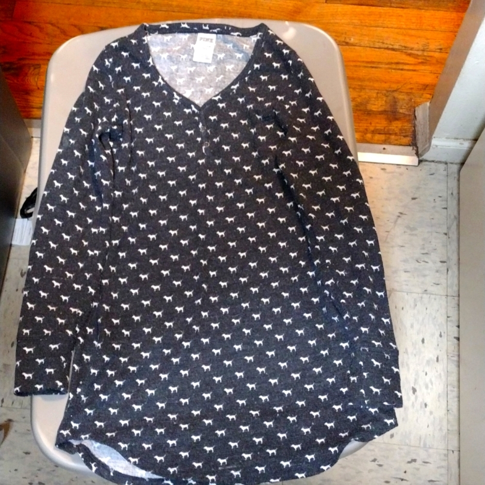 Victoria Secret Pink Bling Long Sleeve Sleep Night Gown. Size Small!